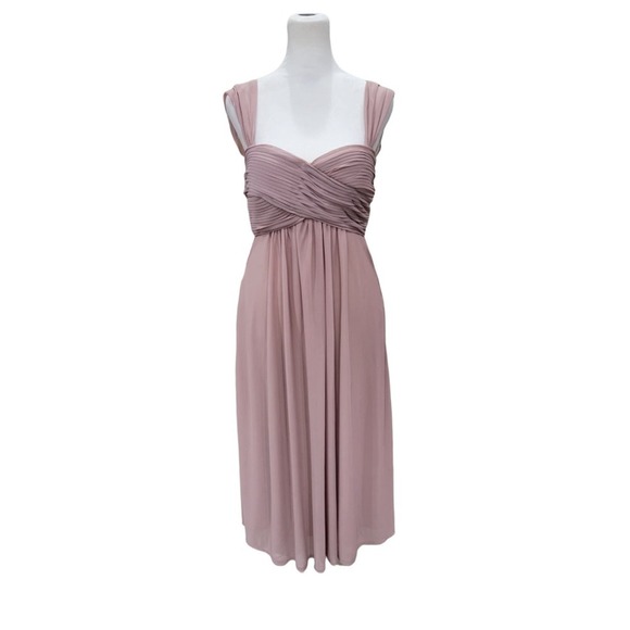 Birdy‎ Grey Ruched Chiffon Sweetheart Neck Bridesmaid Formal Dress Small Mauve - Picture 1 of 11
